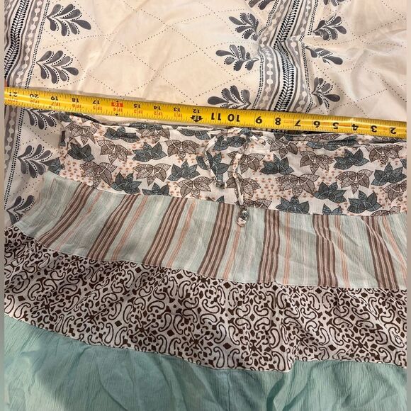 Columbia Spring Boho 100% Cotton Gauze Tiered Mini Skirt Blue Brown Size M - Picture 11 of 11